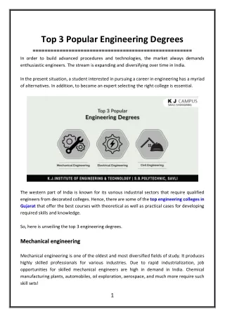 top 3 popular engineering degrees