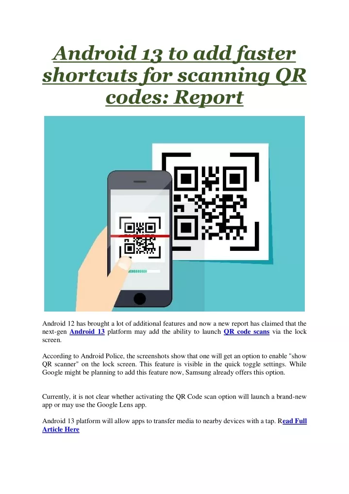 android 13 to add faster shortcuts for scanning