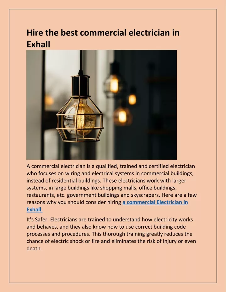 hire the best commercial electrician in exhall