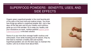 superfood powders benefits uses and side effects