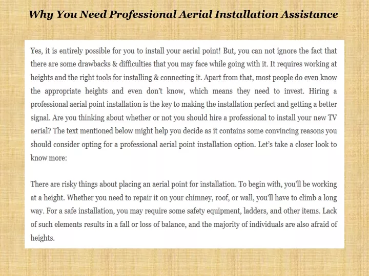 why you need professional aerial installation