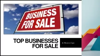 Top Businesses For Sale In Western Cape