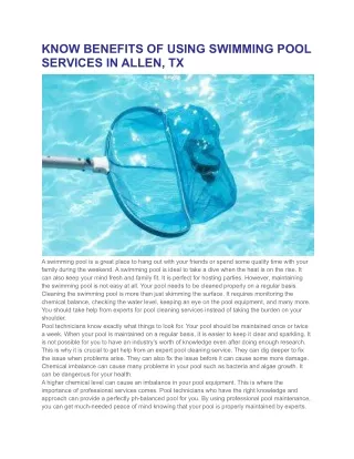 know benefits of using swimming pool services