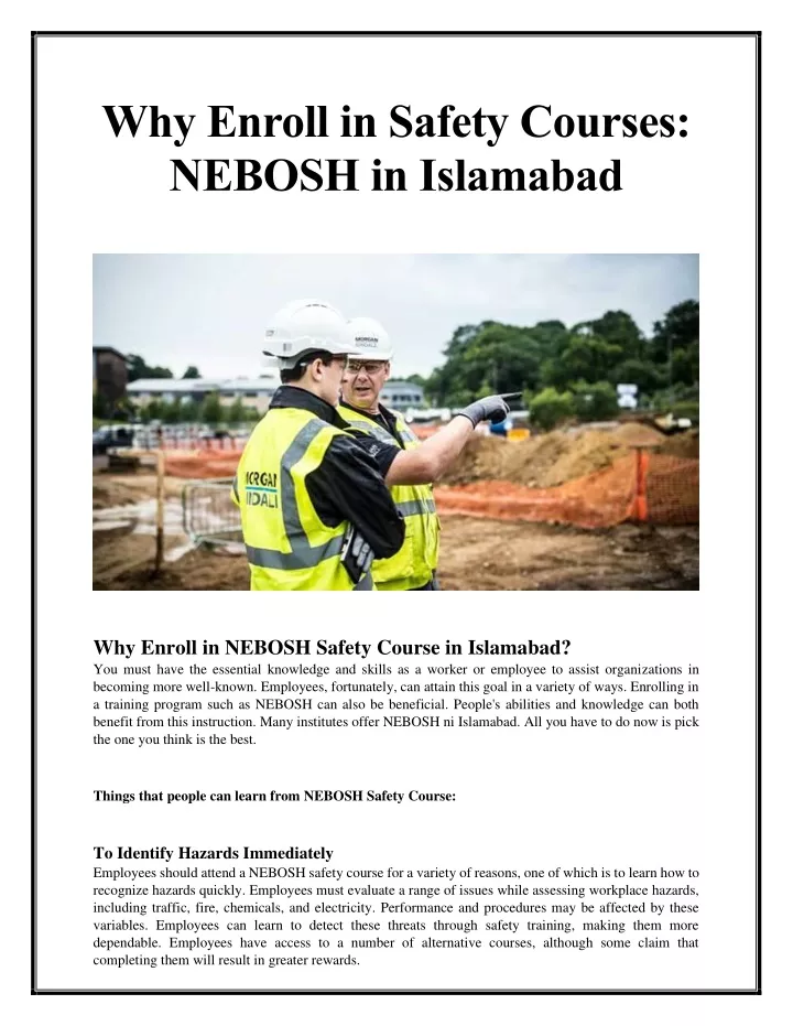 Ppt Why Enroll In Safety Courses Nebosh In Islamabad Powerpoint Presentation Id11080983 