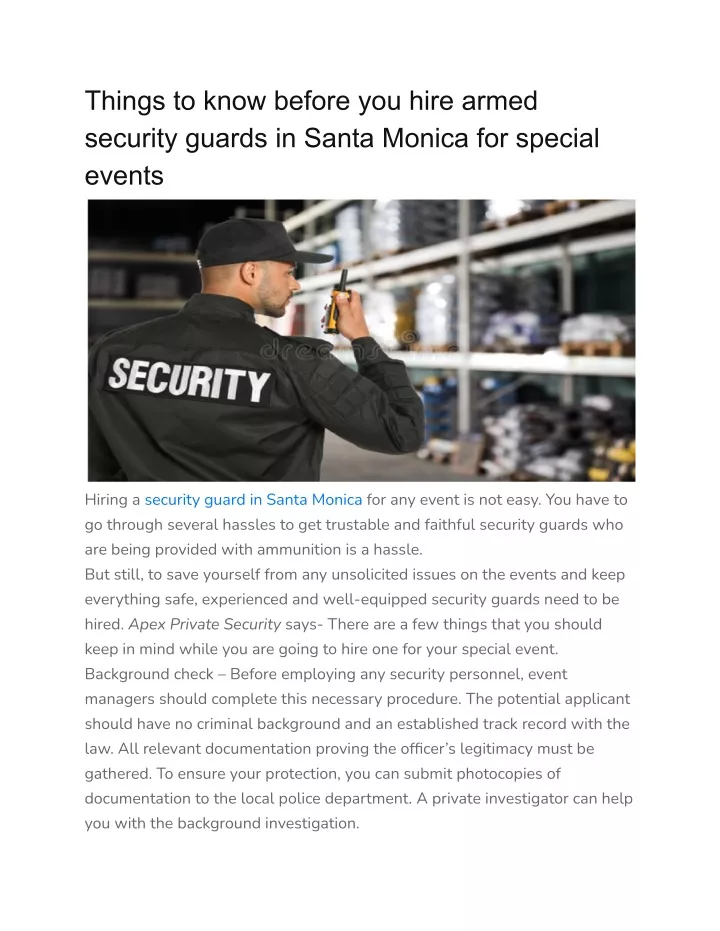 things to know before you hire armed security