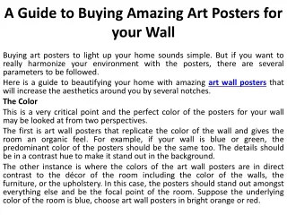 Article  A Guide to Buying Amazing Art Posters for your Wall