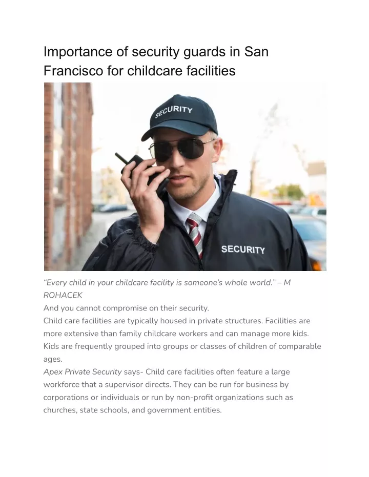 importance of security guards in san francisco