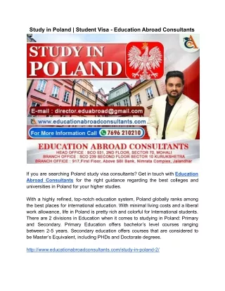 Study in Poland  Education Abroad Consultants