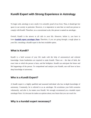 Kundli Expert with Strong Experience in Astrology