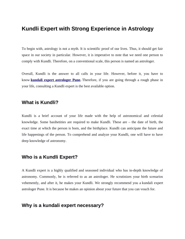 kundli expert with strong experience in astrology