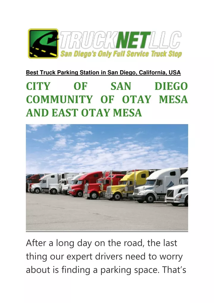 best truck parking station in san diego