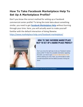 How To Take Facebook Marketplace Help To Set Up A Marketplace Profile?