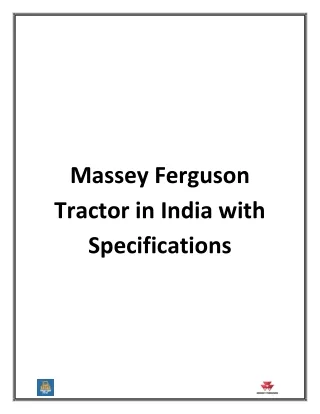 Massey Ferguson Tractor in India with Specifications