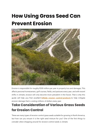 How Using Grass Seed Can Prevent Erosion