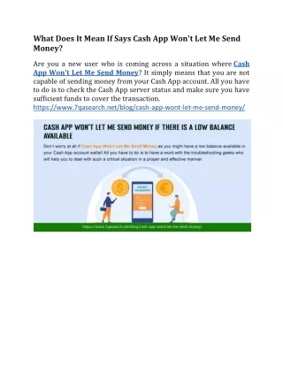 What Does It Mean If Says Cash App Won't Let Me Send Money?