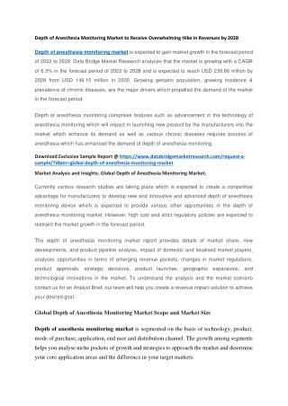 depth of anesthesia monitoring market to receive