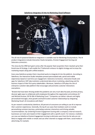 salesforce integrates ai into its marketing cloud