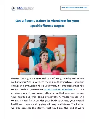 Get a fitness trainer in Aberdeen for your specific fitness targets