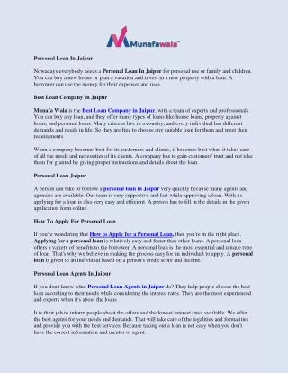 Best Loan Company In Jaipur  Munafa Wala