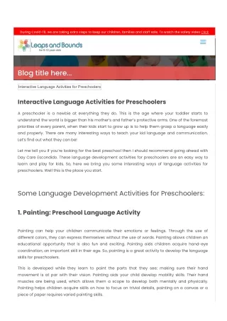 Interactive Language Activities for Preschoolers