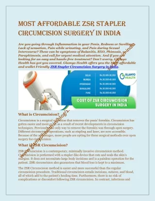 Most Affordable ZSR Stapler Circumcision Surgery in India