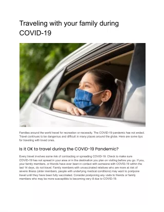 traveling with your family during covid 19