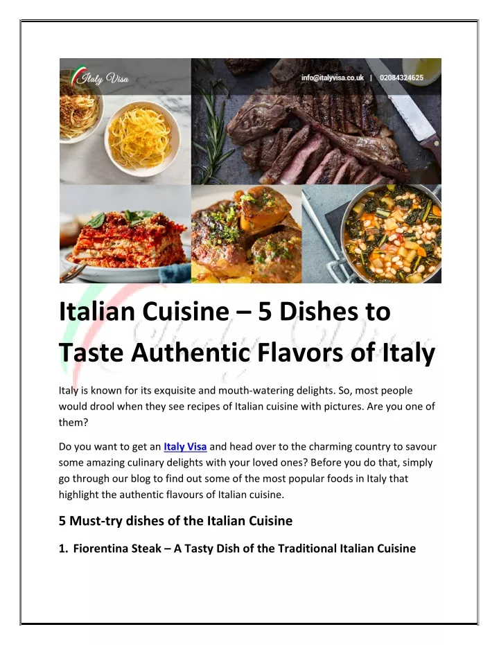 italian cuisine 5 dishes to taste authentic