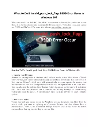 what to do if invalid push lock flags bsod error