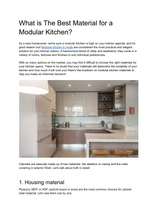 what is the best material for a modular kitchen