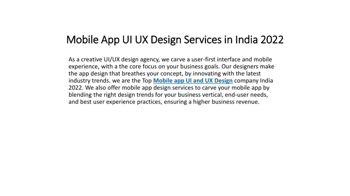 mobile app ui ux design services in india 2022