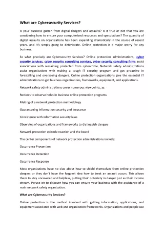 what are cybersecurity services