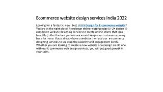 ecommerce website design services india 2022