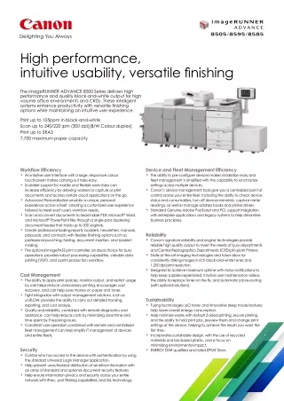 High Performance, Intuitive Usability, Versatile Finishing