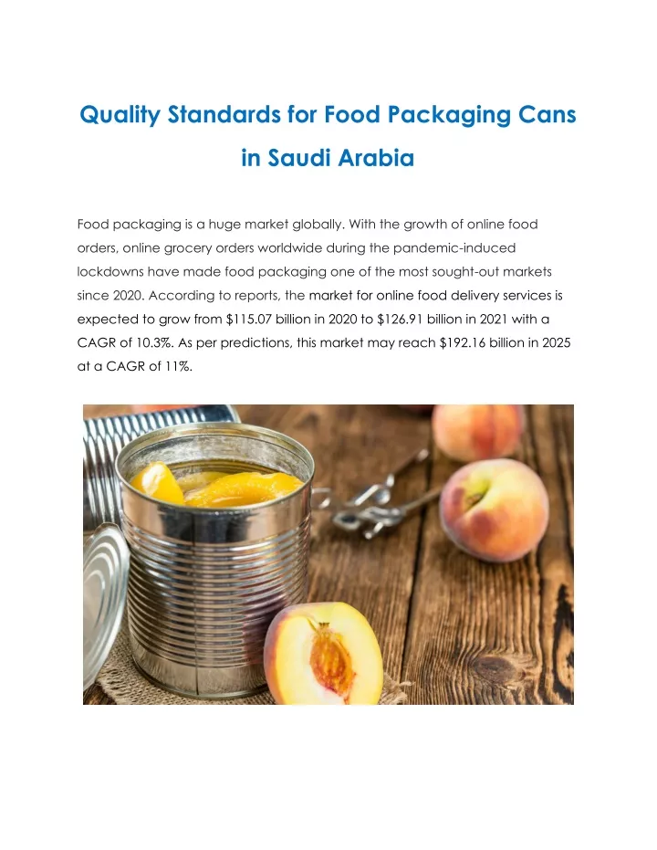 quality standards for food packaging cans