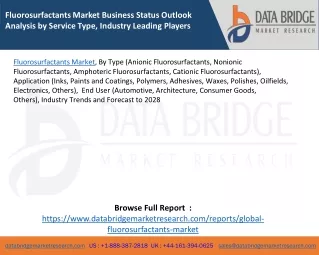 Fluorosurfactants Market Business Status Outlook Analysis by Service Type, Industry Leading Players