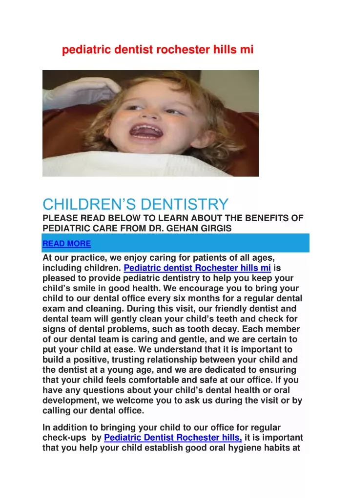 pediatric dentist rochester hills mi