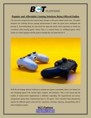 Popular and Affordable Gaming Solutions Being Offered Online