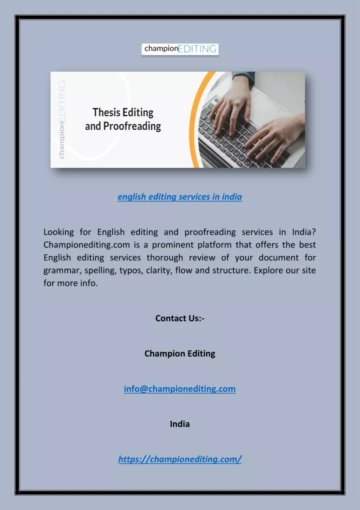english editing services in india