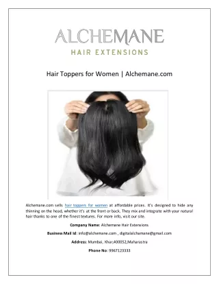 Hair Toppers for Women | Alchemane.com