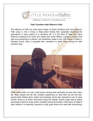 faith transition help offered in utah