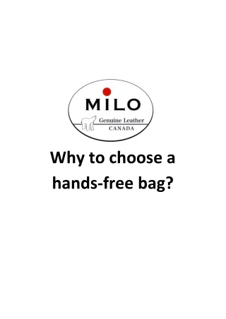 why to choose a hands free bag