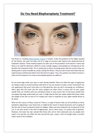 Do You Need A Blepharoplasty Treatment