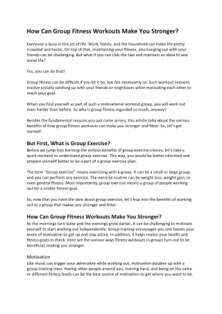 How Can Group Fitness Workouts Make You Stronger