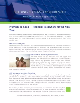 Promises to Keep — Financial Resolutions for the New Year