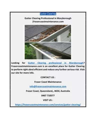 Gutter Clearing Professional in Maryborough |frasercoastmaintenance.com