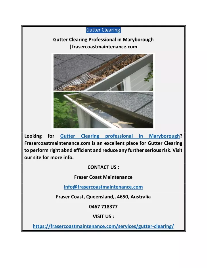 gutter clearing professional in maryborough