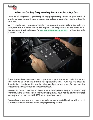 advance car key programming service at auto