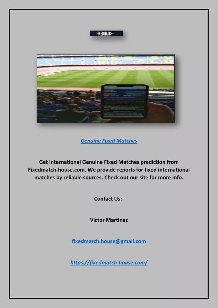 genuine fixed matches