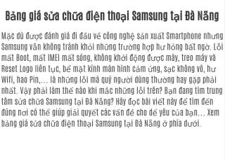 Bảng giá sửa chữa điện thoại Samsung tại Đà Nẵng