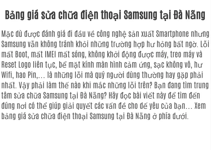 b ng gi s a ch a i n tho i samsung t i n ng